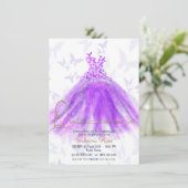 Invitation Robe de danse papillon rose et violet Quinceañera (Debout devant)