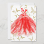 Invitation Robe de danse papillon rouge et or Quinceañera (Dos)