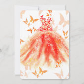 Invitation Robe de danse papillon rouge orange Sweet 16 Party (Dos)