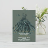 Invitation Robe de danse papillon scintillement vert Quinceañ (Debout devant)