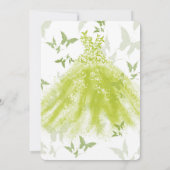 Invitation Robe de danse papillon vert de printemps Douce 16 (Dos)