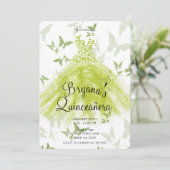 Invitation Robe de danse papillon vert de printemps Quinceañe (Debout devant)