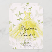 Invitation Robe de Danse Papillon Vert Jaune Doux 16 Partie (Devant / Derrière)
