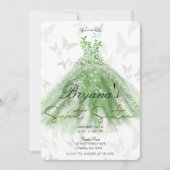 Invitation Robe de danse papillon vert pour fête Sweet 16 (Devant)