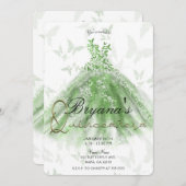 Invitation Robe de Danse Papillon Vert Quinceañera (Devant / Derrière)