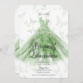 Invitation Robe de Danse Papillon Vert Quinceañera (Devant / Derrière)