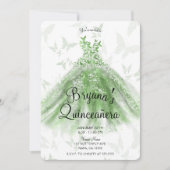 Invitation Robe de Danse Papillon Vert Quinceañera (Devant)