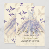 Invitation Robe de Danse Papillon Violet Bleu pour Enterremen (Devant / Derrière)