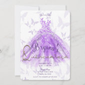 Invitation Robe de danse papillon violet pour Quinceañera (Devant)