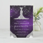 Invitation Robe de diamant & Bokeh Lights Quinceanera (Debout devant)