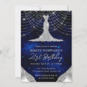 Invitation Robe de diamant & Bokeh String Lights 21e annivers (Devant)