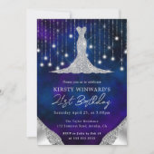 Invitation Robe de diamant & Bokeh String Lights 21e annivers (Devant)