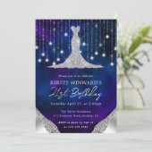 Invitation Robe de diamant & Bokeh String Lights 21e annivers (Debout devant)