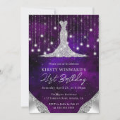 Invitation Robe de diamant & Bokeh String Lights 21e annivers (Devant)