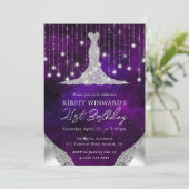 Invitation Robe de diamant & Bokeh String Lights 21e annivers (Debout devant)