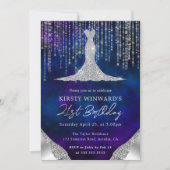 Invitation Robe de diamant & Bokeh String Lights 21e annivers (Devant)