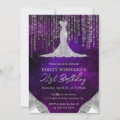 Invitation Robe de diamant & Bokeh String Lights 21e annivers (Devant)