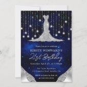 Invitation Robe de diamant & Bokeh String Lights 21e annivers (Devant)