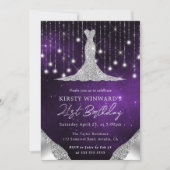 Invitation Robe de diamant & Bokeh String Lights 21e annivers (Devant)