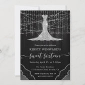 Invitation Robe de diamant & Bokeh String Lights Sweet 16 (Devant)
