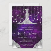Invitation Robe de diamant & Bokeh String Lights Sweet 16 (Devant)