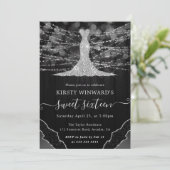 Invitation Robe de diamant & Bokeh String Lights Sweet 16 (Debout devant)