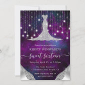 Invitation Robe de diamant & Bokeh String Lights Sweet 16 (Devant)