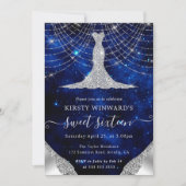Invitation Robe de diamant & Bokeh String Lights Sweet 16 (Devant)