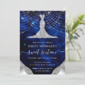 Invitation Robe de diamant & Bokeh String Lights Sweet 16 (Debout devant)