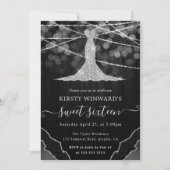 Invitation Robe de diamant & Bokeh String Lights Sweet 16 (Devant)