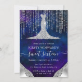 Invitation Robe de diamant & Bokeh String Lights Sweet 16 (Devant)