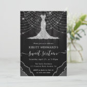 Invitation Robe de diamant & Bokeh String Lights Sweet 16 (Debout devant)