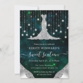 Invitation Robe de diamant & Bokeh String Lights Sweet 16 (Devant)