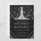 Invitation Robe de diamant & Bokeh String Lights Sweet 16 (Devant)