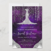Invitation Robe de diamant & Bokeh String Lights Sweet 16 (Devant)