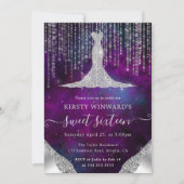 Invitation Robe de diamant & Bokeh String Lights Sweet 16 (Devant)