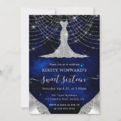 Invitation Robe de diamant & Bokeh String Lights Sweet 16 (Devant)