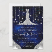 Invitation Robe de diamant & Bokeh String Lights Sweet 16 (Devant)