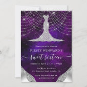 Invitation Robe de diamant & Bokeh String Lights Sweet 16 (Devant)