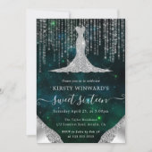 Invitation Robe de diamant & Bokeh String Lights Sweet 16 (Devant)