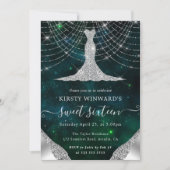 Invitation Robe de diamant & Bokeh String Lights Sweet 16 (Devant)