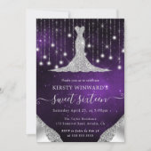 Invitation Robe de diamant & Bokeh String Lights Sweet 16 (Devant)