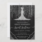 Invitation Robe de diamant & Bokeh String Lights Sweet 16 (Devant)