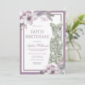 Invitation Robe de Diamant d'Argent Floral Violet 60e anniver (Debout devant)