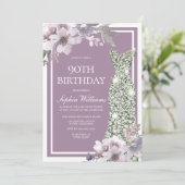Invitation Robe de Diamant Floral Violet femmes 90e anniversa (Debout devant)