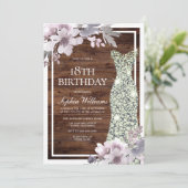 Invitation Robe de Diamant Floral Violet Rustique 18e anniver (Debout devant)
