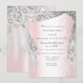 Invitation Robe de diamant gris argenté pour les 16 ans rose (Devant / Derrière)