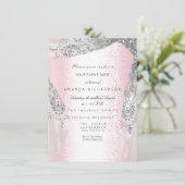 Invitation Robe de diamant gris argenté pour les 16 ans rose (Debout devant)