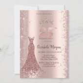 Invitation Robe de diamant Rose or Parties scintillant poussi (Devant)
