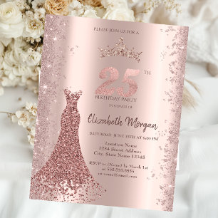 Invitation Robe de diamant Rose or Parties scintillant poussi